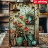 Metal Poster Wall Art Vintage Floral Pot Decor for Living Room