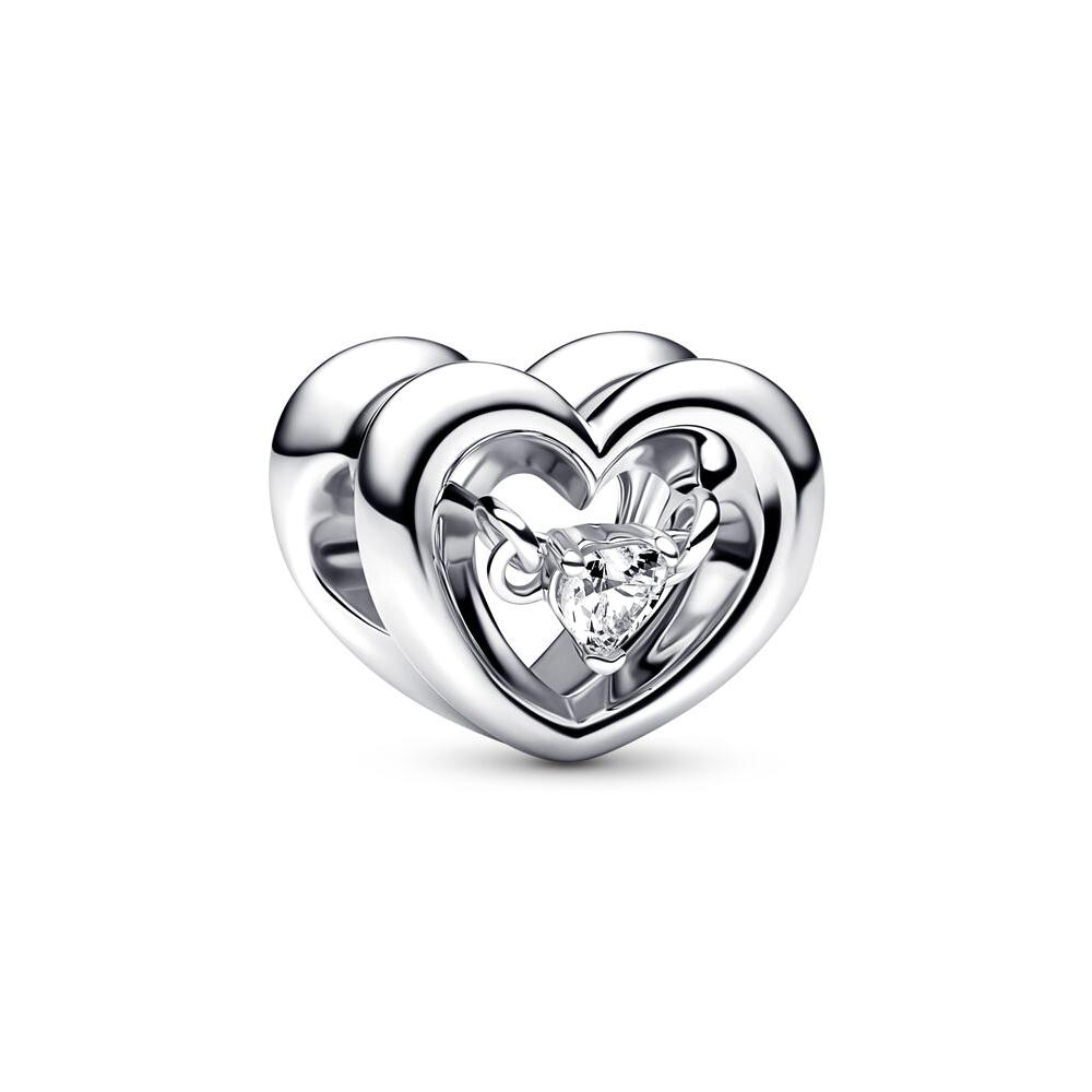 Radiant Heart & Floating Stone Charm Beads SS925 Silver Fantasy Romantic Jewelry For Women's DIY Bracelet