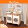 Conjunto de Cozinha de Brinquedo de Madeira para Crianças com Som e Luz Para Decoração de Sala de Brincar de Meninas Pequenas