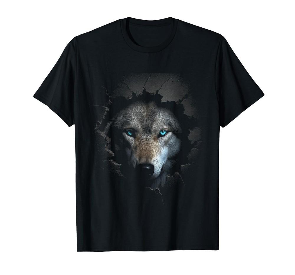 

Wolf Blue Eyes Artwork Wall Animal Motif Wolf T-Shirt M