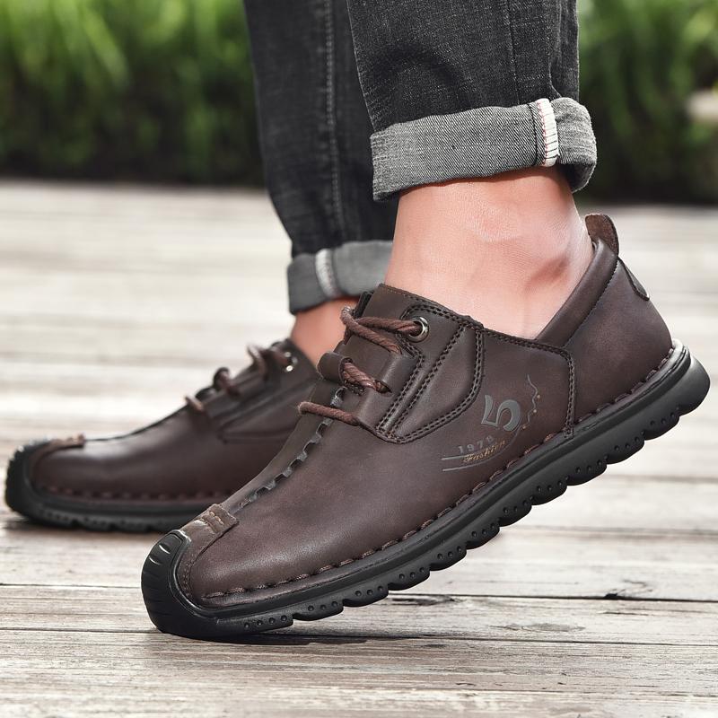 Ručně vyráběné Retro boty z hovězí kůže Muži Ploché Móda Ležérní Boty Muži Mokasíny Mokasíny Muži Boty Kůže