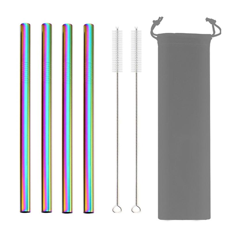 12mm Metal Boba Straws Reusable Bubble Tea Straws Reusable Jumbo Smoothie Straws 304 Stainless Steel Cocktail Drinking Straws