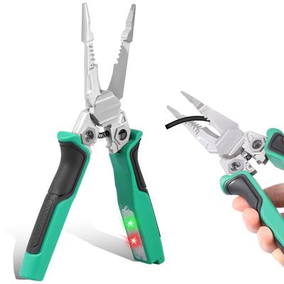 8 In 1 Wire Stripper with Voltage Tester Multi Functional Electric Wire Stripping Tool Non Slip Handle for Clamping Cutting