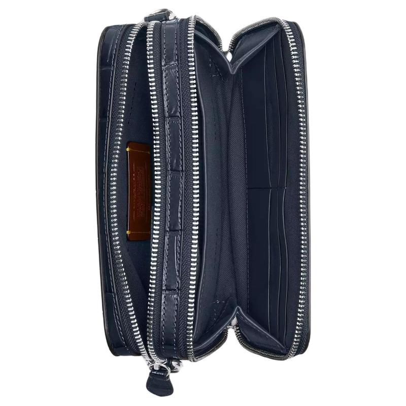 Coach Charter 19 Detachable Shoulder Strap with Zip Closure Crocodile Embossed Leather Shoulder Crossbody Bag Small Men's Dark Navy