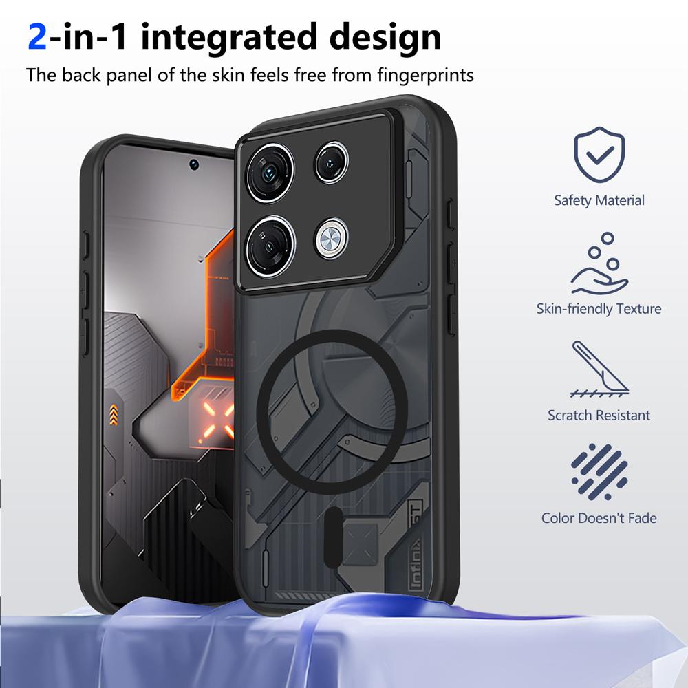 KEYSION Magnetic Phone Case for for Infinix GT 20 Pro 5G Silicone+PC Matte Translucent Shockproof Cover for Infinix GT 20 Pro