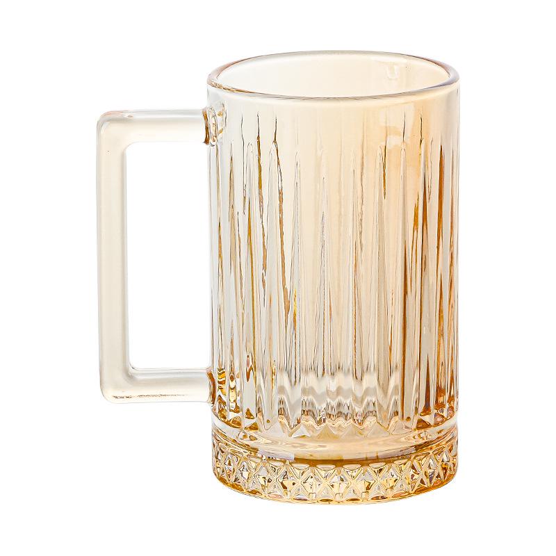 Thickened Glass Cup with Handle: Ideal for Water, Coffee, Tea, or Milk.