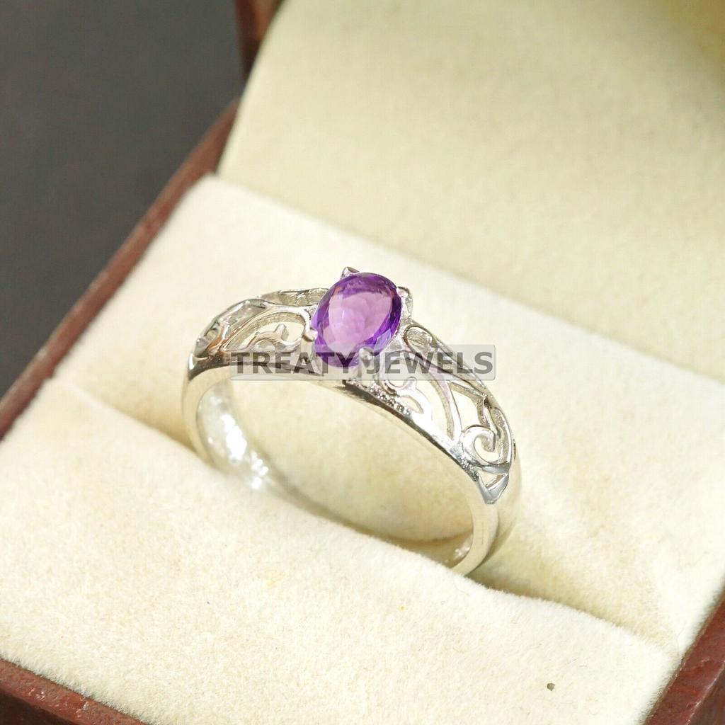 Amethyst Oval Cut Gemstone With 925 Sterling Silver Ring For Men's #A680 JL375658855598
