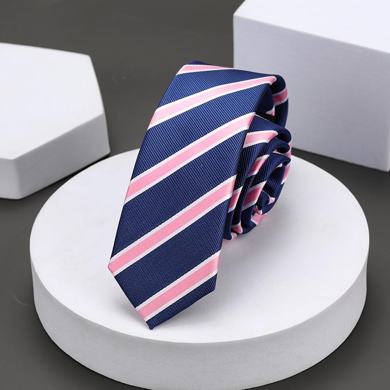 Version Coréenne Décontractée 5cm Hommes et Femmes Robe d'Affaires Marié Mariage Rayure Main Travail Étroit Paresseux Couleur Unie Cravate