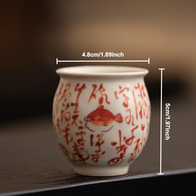 Hand-Painted Fish Ceramic Teacup Retro Chinese Kung Fu Gongfu Tea Cups Master Cup Bowl Household Teaware Drinkware Tea Ceremony