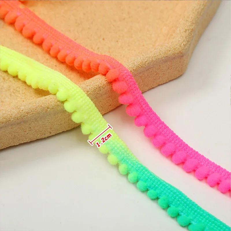50yards Colorful Pom-Pom Lace Mini Pompom Ball Decoration Lace Ribbon for Scarf DIY Sewing Curtain Clothes Pillow Decor Trim