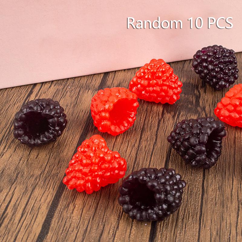 10 Stück Künstliche Frucht Simulation Himbeere Modell PVC Fake Food Bastelornament Obstladen Schaufensterdekoration Requisiten DIY Kuchen Dekoration red