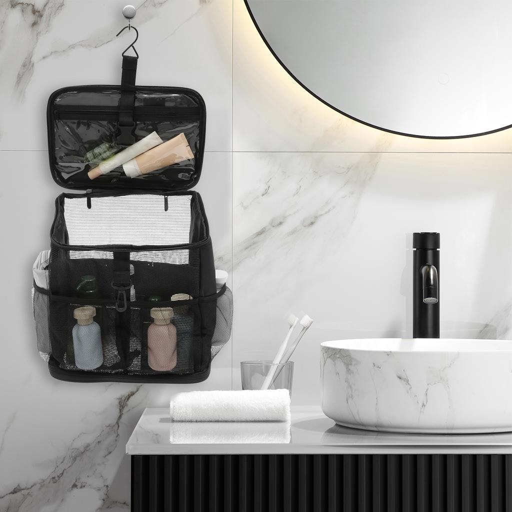 Mesh Shower Caddy Large Capacity Portable Toiletry Organizer Cosmetic Storage Bag Multifunctional Shower Bag with Zipper