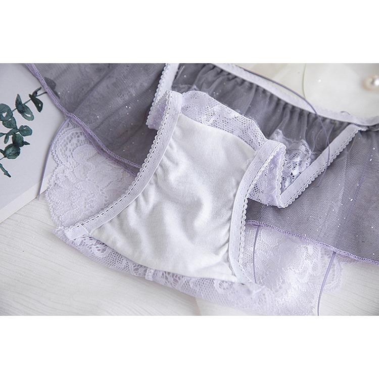 Perspective Sexy Mesh Lace Panties Mid Waist Triangle Women's Panties