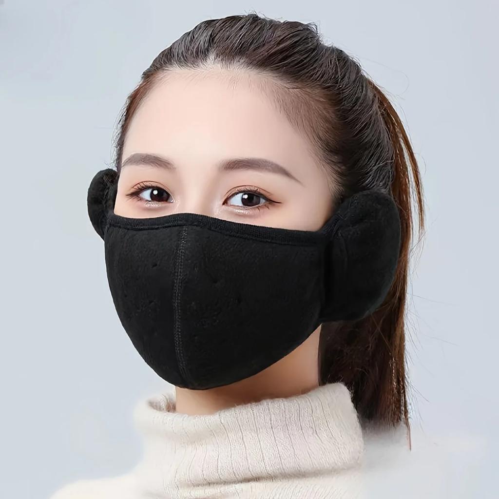 1pc-Autumn And Winter Warm Thickened Face Mask With Ear Protection, Unisex, Three-dimensional Washable Reusable Cycling