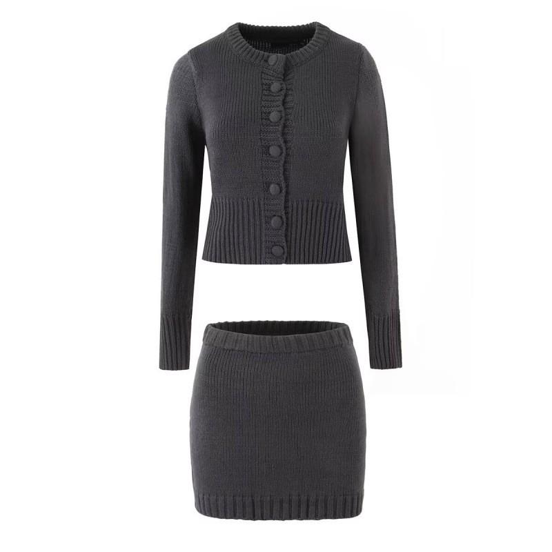 Womens Knit Cardigan Short Top Slim Skirt Set Streetwear