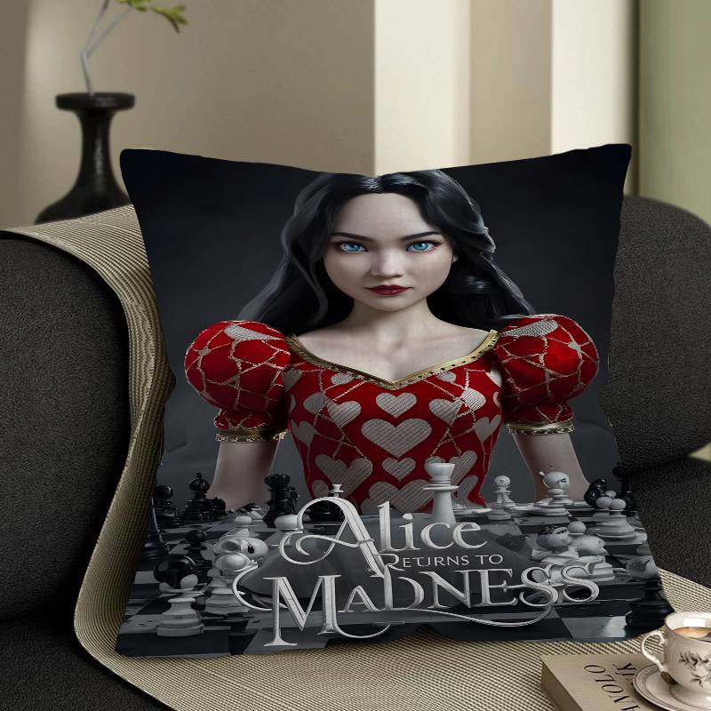 A-Alice M-Madness R-Returns Vintage Pillow Case Cushion Cover Car Throw Pillow Case For Sofa Car Christmas Gift 40x40cm 45x45cm