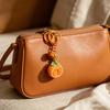 Bag Pendant 1:1 Realistic Orange Shape Resin Keychain with Bell Sound High Simulation Fruit Charm Key Holder