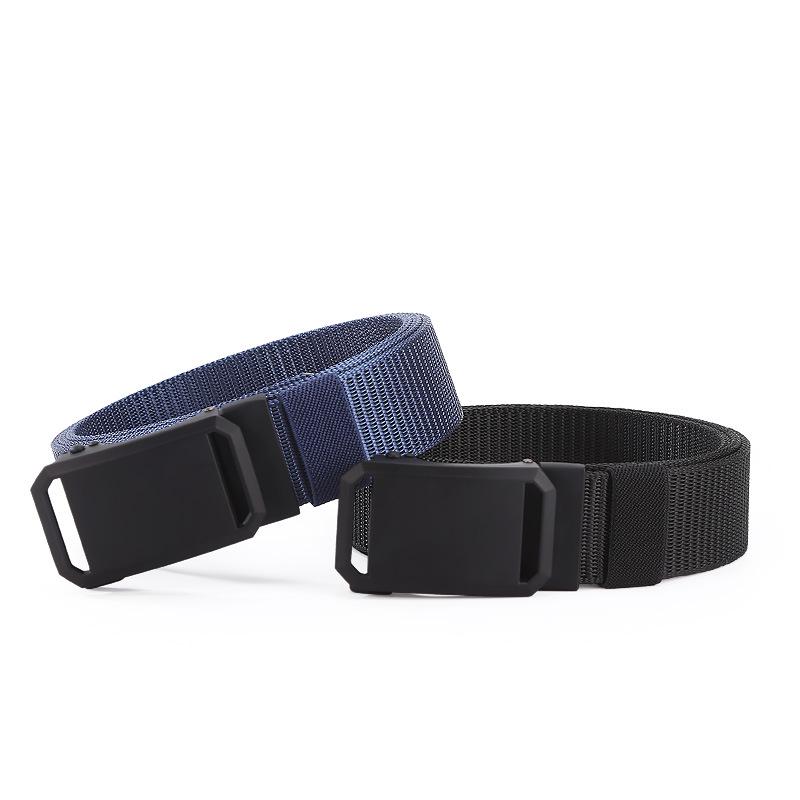Unisex Nylon Tactical Belt with Alloy Buckle and Braided Leather Detail