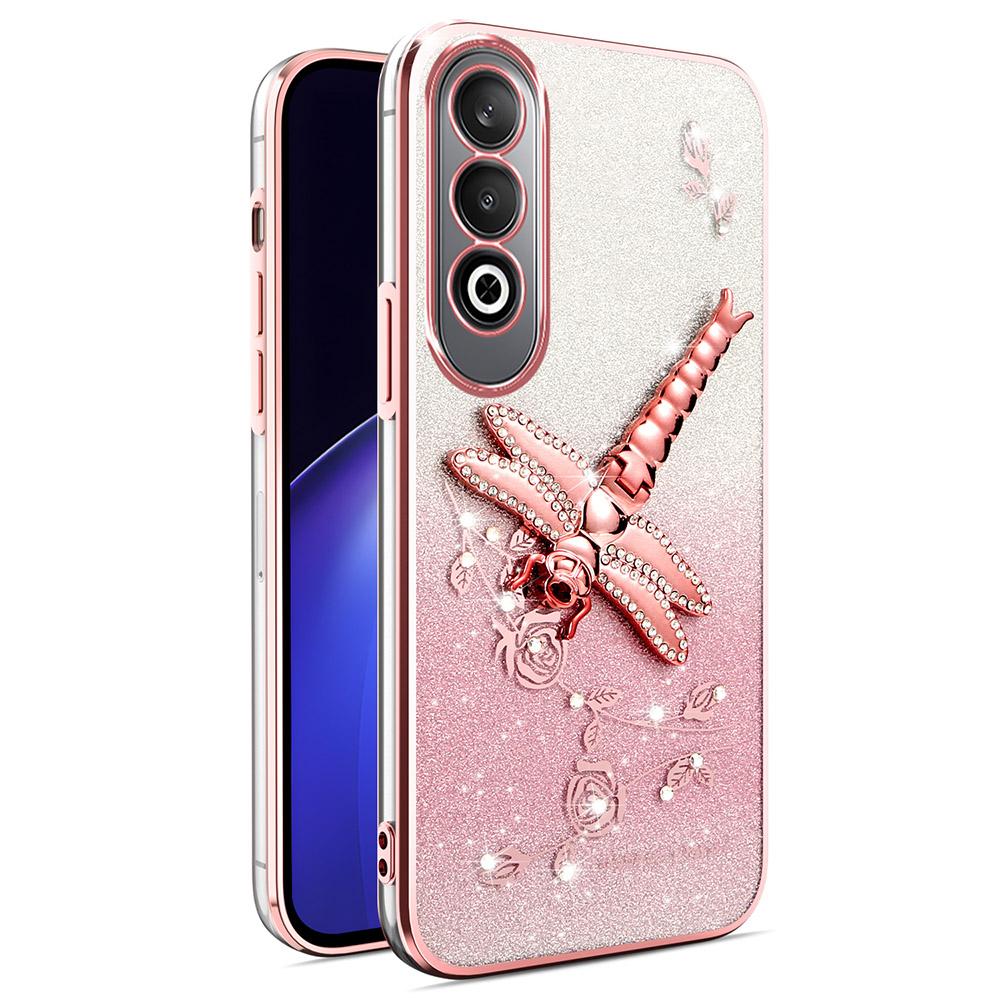 KADEM For OnePlus Nord CE4 5G Case Dragonfly Kickstand TPU Flowers Glitter Phone Cover