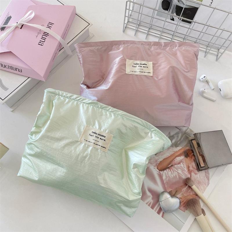 Pochette semplice lucida con paillettes argentate, borsa da sera, borsa per cosmetici, borsa per il trucco, portatile, da donna, per articoli da toeletta, per la cura della pelle, borsa organizer