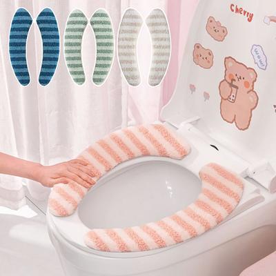 1Pair Washable & Reusable Thickened Toilet Seat Cushion Cover - Winter Soft Warm Bathroom Accessory