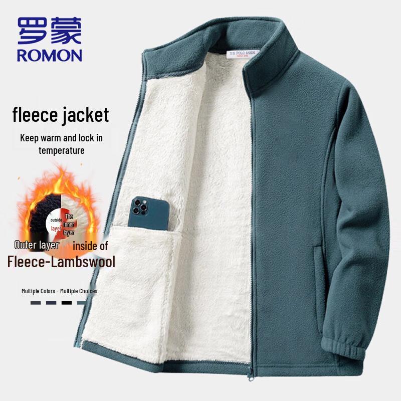 ROMON Men's Autumn Winter Warm Fleece Jacket