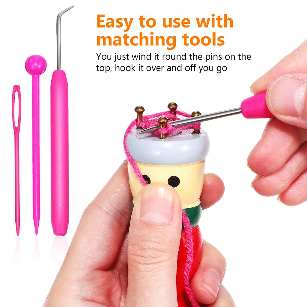 4 bucăți de tricotat păpuși, instrumente de tricotat din lemn, kit de fabricare pentru artizanat, kit de tricot francez pentru fetiță, fiică