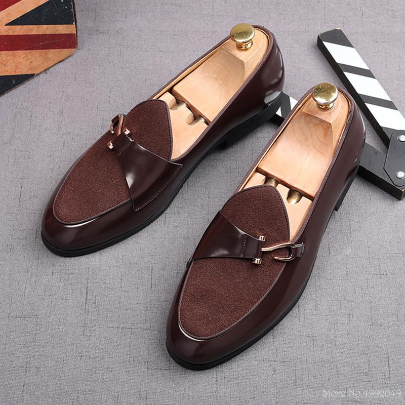 Fashion Luxury Fashion Designer New Men's Suede Metal Business Shoes Male Wedding Dress Prom Homecoming Oxford Shoes Size 38-44