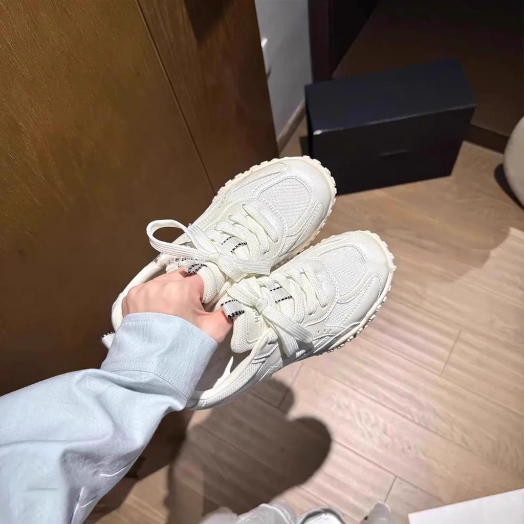 Leather platform ballet shoes women's new summer mesh breathable sports