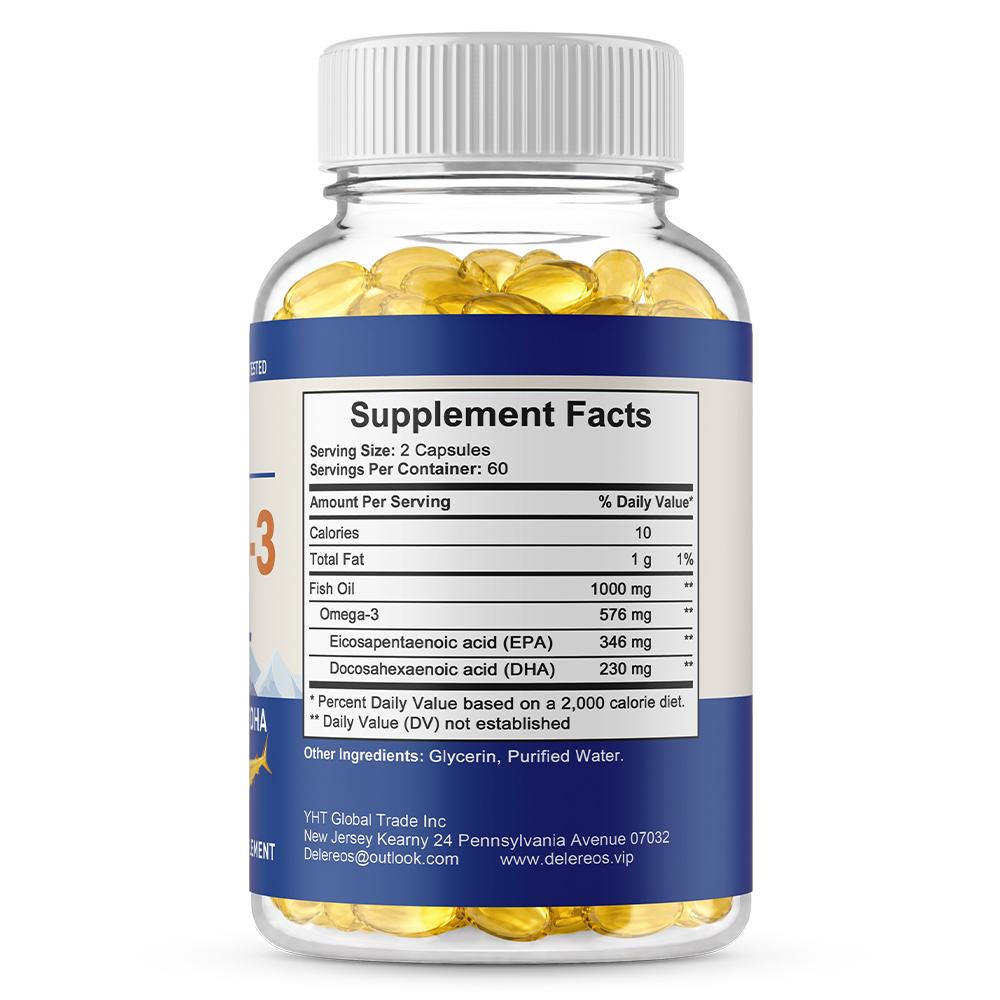 Fish Oil 1000 Mg Dietary Supplement, With Omega-3, Epa, Dha, 120 Softgels Per Bottle