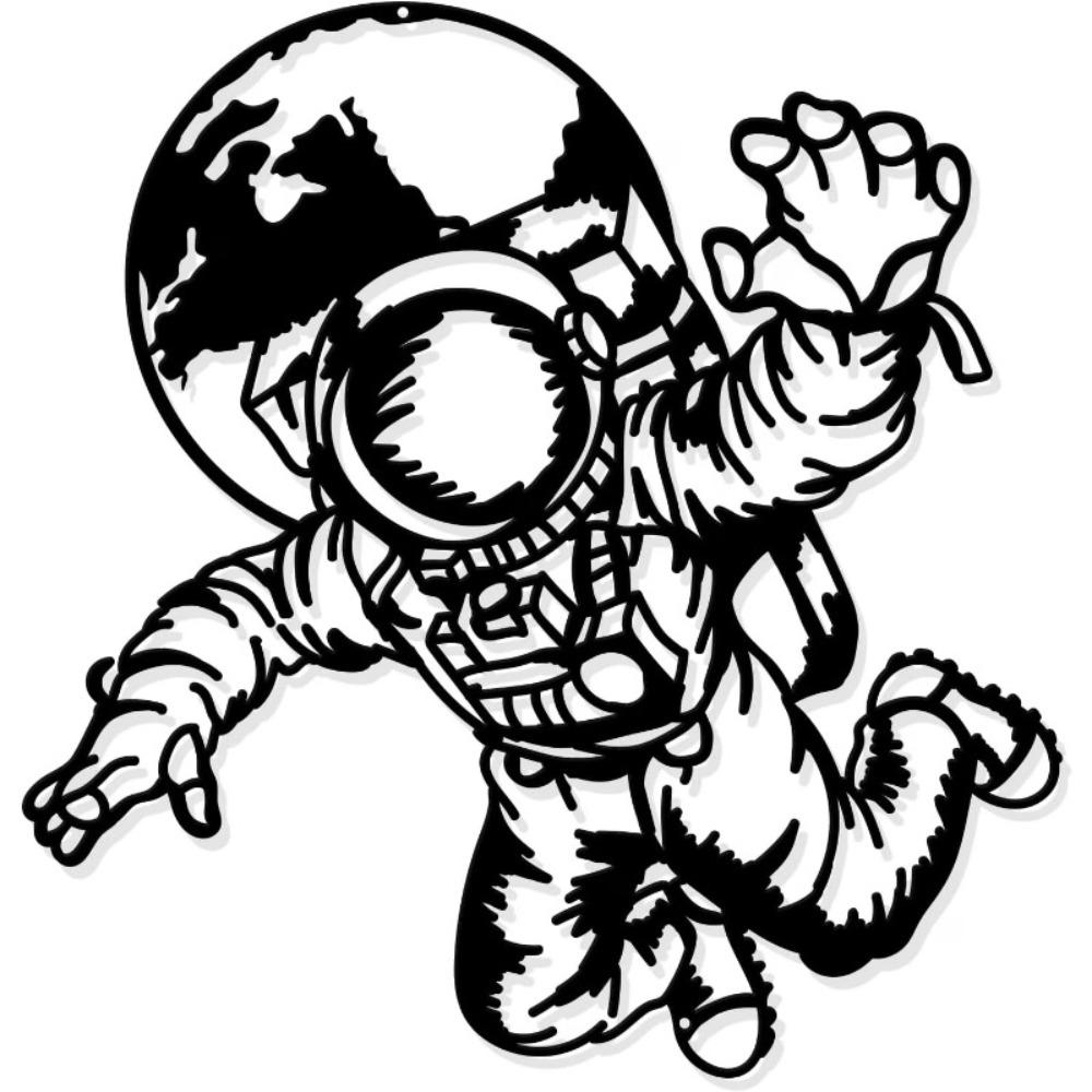 

Iron Wall Art Spaceman Black Metal Decor for Porch Living Room Kitchen 300x290x1mm