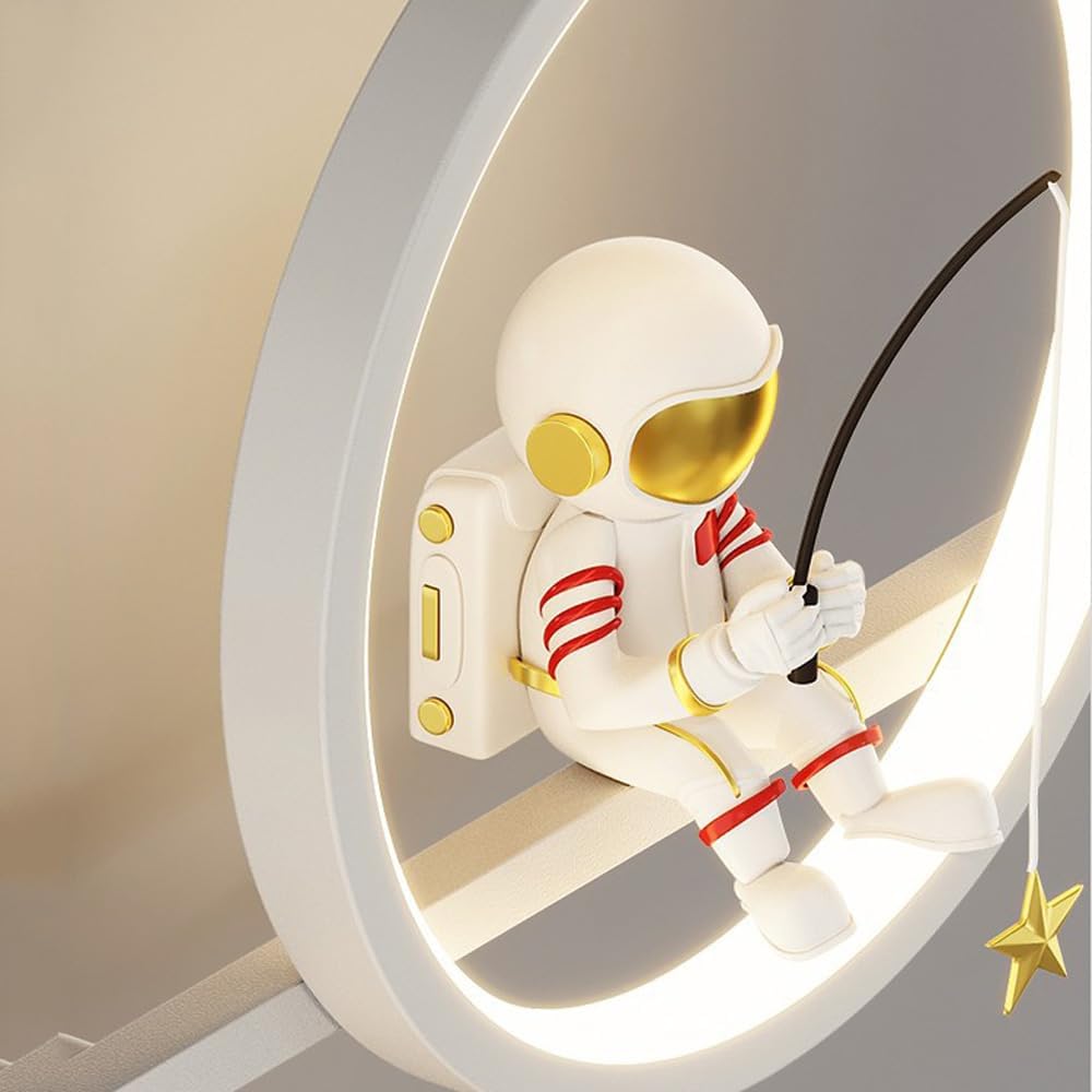 Astronaut Dimmable LED Wall Sconces for Kids Bedroom Moon Star Projection Ball Mid Century Modern Wall Light Gold White Black Bedside Wall Mounted