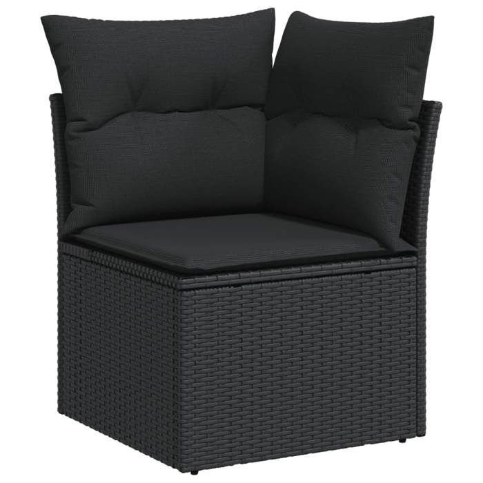 VidaXL Salon de Jardin avec Coussins 11 pcs, Canapés de Terrasse, Ensemble de Meubles de Patio, Mobilier d'Extérieur, Noir 3226426