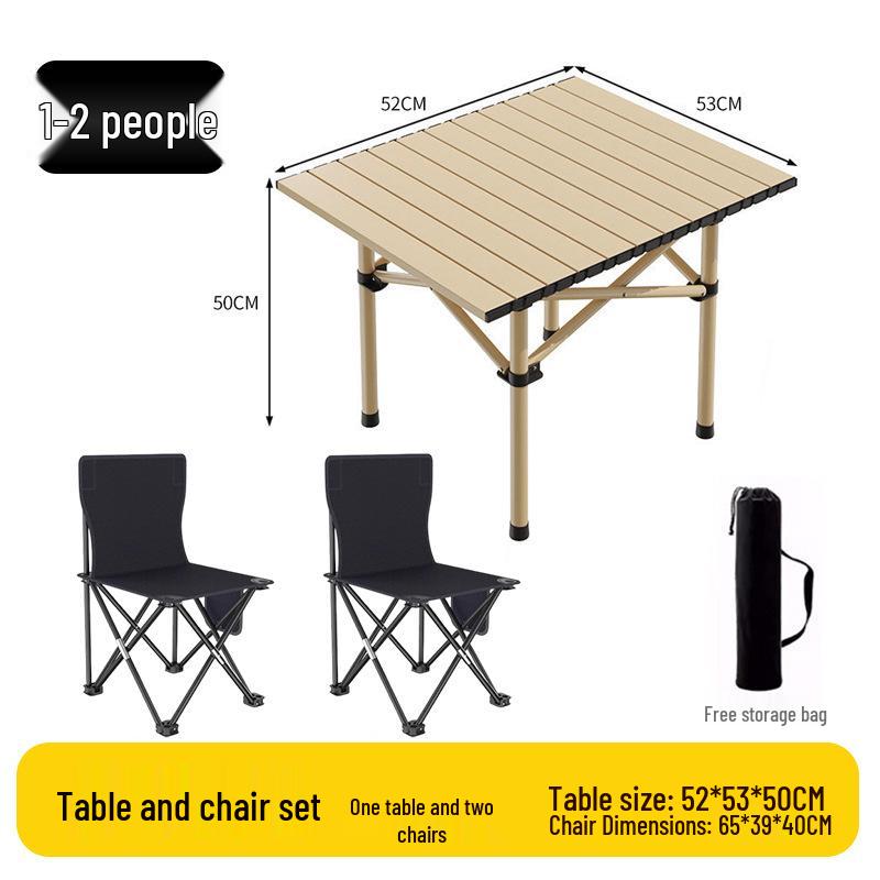 Outdoor Portable Folding Table & Chairs Set - Lightweight Roll-Up Table with Camping Seats