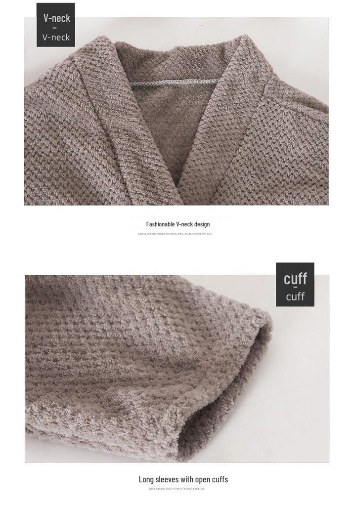 Soft Quick-Dry Long Bathrobe/Bath Skirt for Men & Women - Autumn/Winter Wear