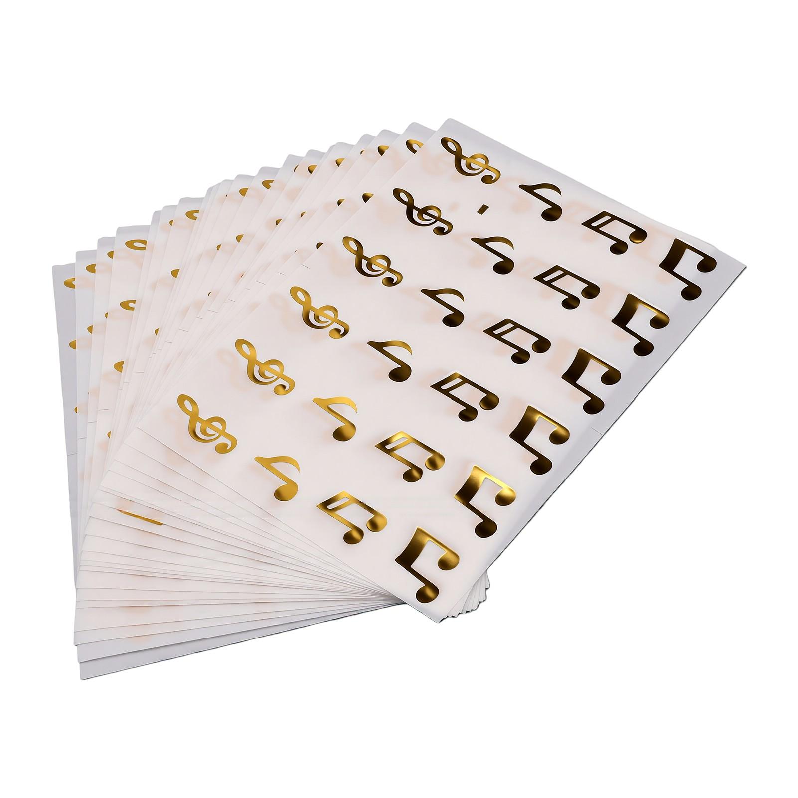 540 Pièces Autocollants Notes de Musique Paillettes Auto-adhésifs Symboles Musicaux Autocollants Récompense Enseignant or