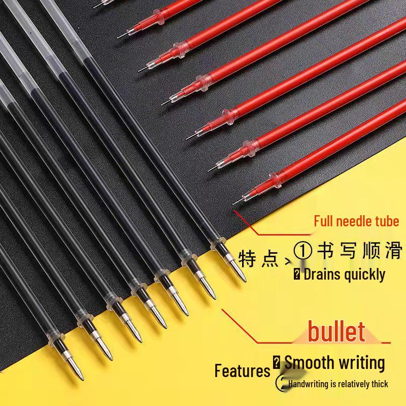 0.5mm Black & Red Non-breaking Bullet Tip Pen Refills - Full Needle Tube for Signature & Carbon Pens