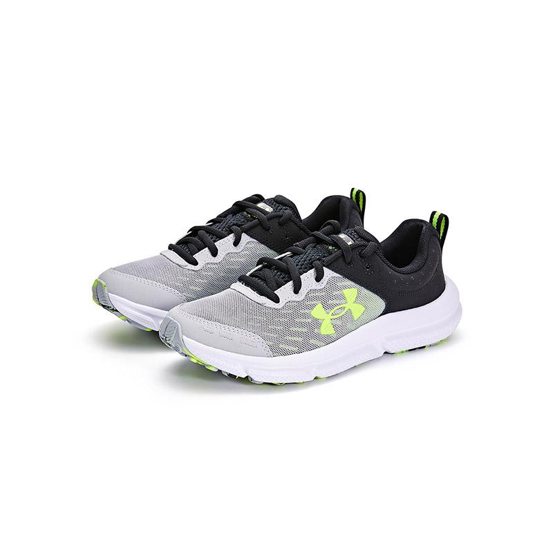 Under Armour Slip Resistant Wear Resistant Breathable Sweat Absorbing Lightweight Warm Low Top Running Shoes Kids Sneakers Black White Blue 3026182