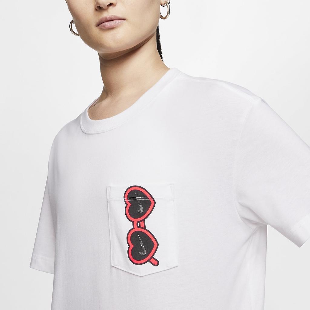Nike Sportswear Heart Sunglasses Pocket Short Sleeve T-Shirt Women Tops White CU9700-100