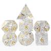 Cusdie Glass DND Dice Set 7-Die Handmade Shattered Glass D4-D20 Polyhedral Dice with Leather Box for Tabletop RPG Collection