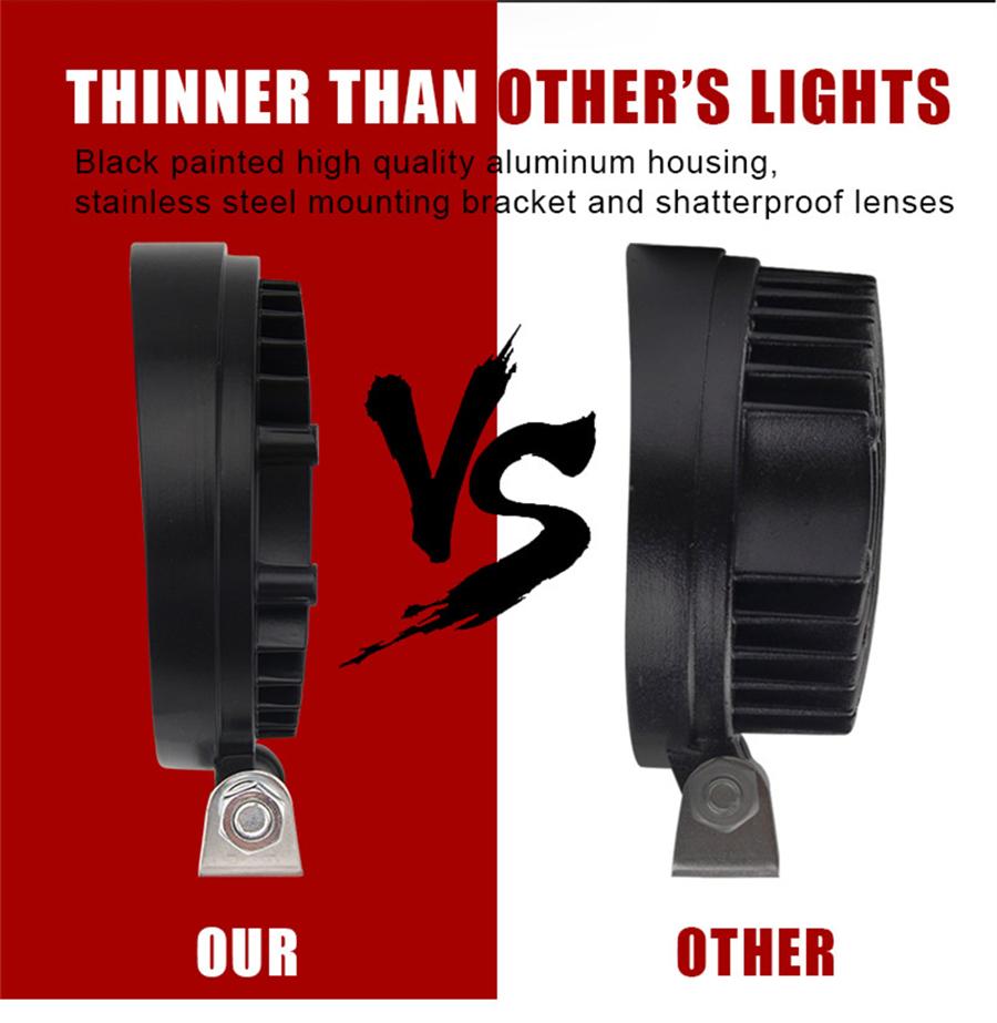 Pair 4.5Inch 14LED 70W 6500K Aluminum Round LED Work Light Fog Driving Lamp Offroad SUV Spotlight Bar Boat