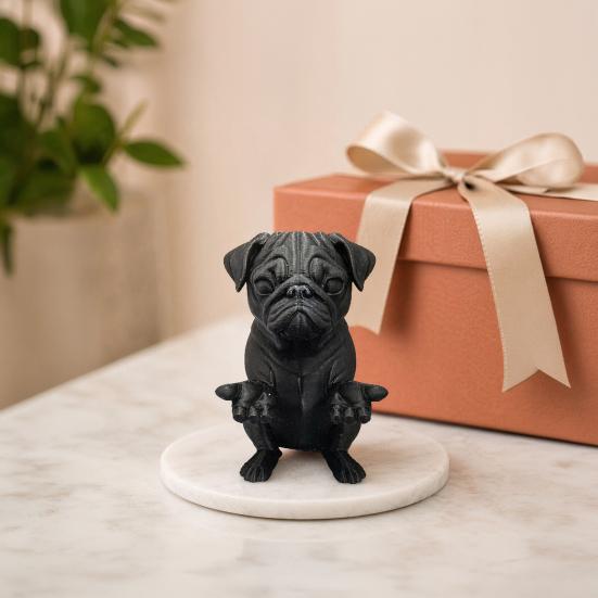 3D Printed French Bulldog Figurine Modern Matte Black Dog Statue Animal Desktop Decoration