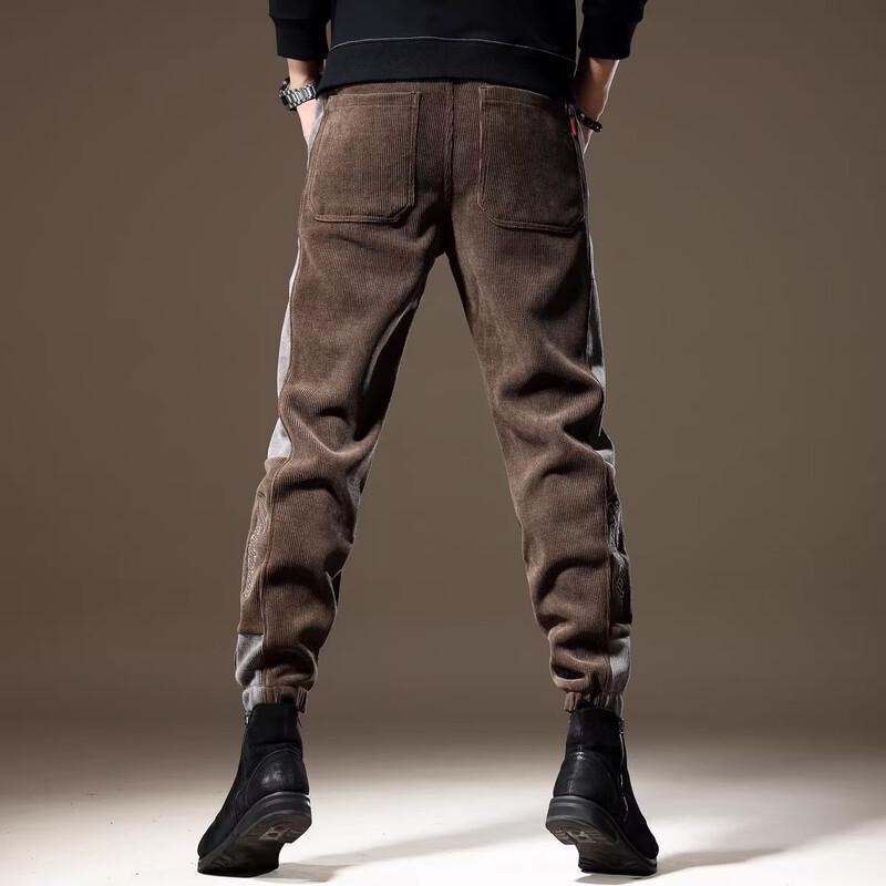 Men's American Style Patchwork Corduroy Jogger Sweatpants