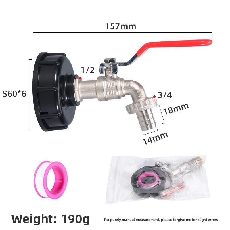 IBC Bucket Accessories 1/2 Brass S60*6 Faucet Alloy Faucet Adapter 3/4 1''Faucets Nipple Adapter
