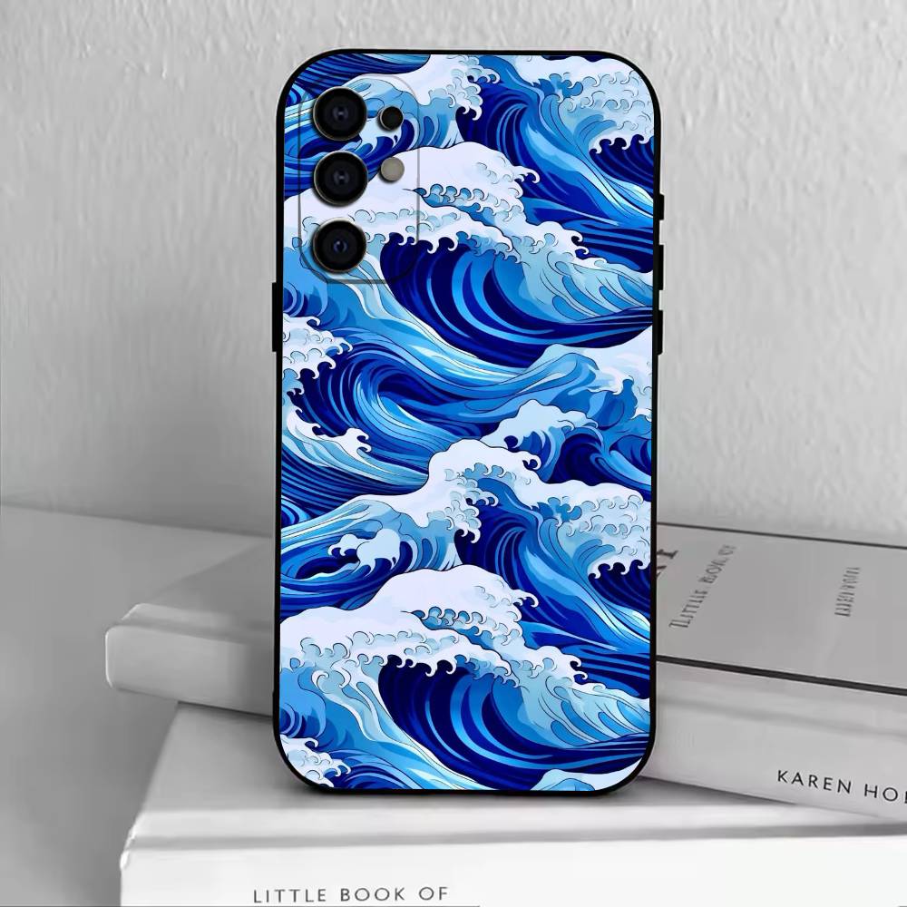 U-kiyo-e Ocean Waves art   Phone Case Black Silicone Soft For Samsung S25,S24,S21,S22,S23,S30,Ultra,S20,Plus,Fe,Lite