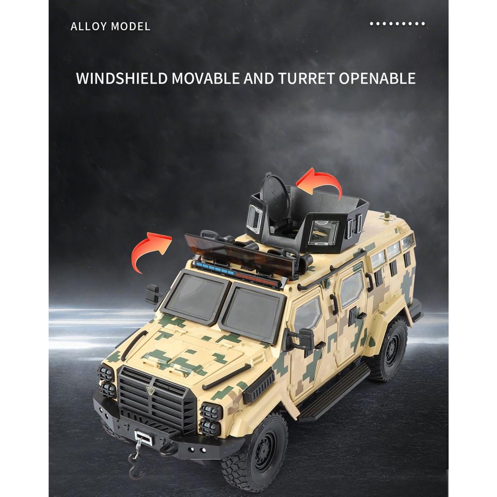 1/24 Ford Sword Toothed Tiger Armored Vehicle Alloy Die Cast Toy Car Model Sound and Light Children's Toy Collectibles Birthday Gift