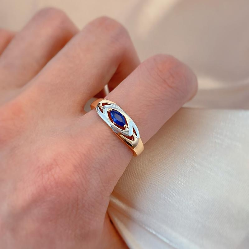 Kinel Blue Zircon Dames Ring Rose Gold Color Luksussmykker