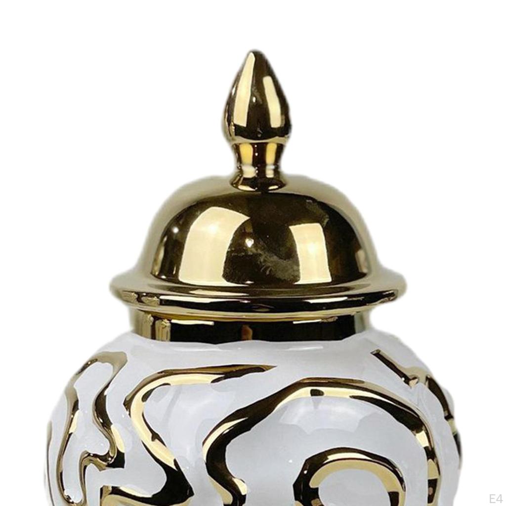Ceramic Flower Vase Porcelain Ginger Jar with Lid Storage Tank for Floral Arrangement,