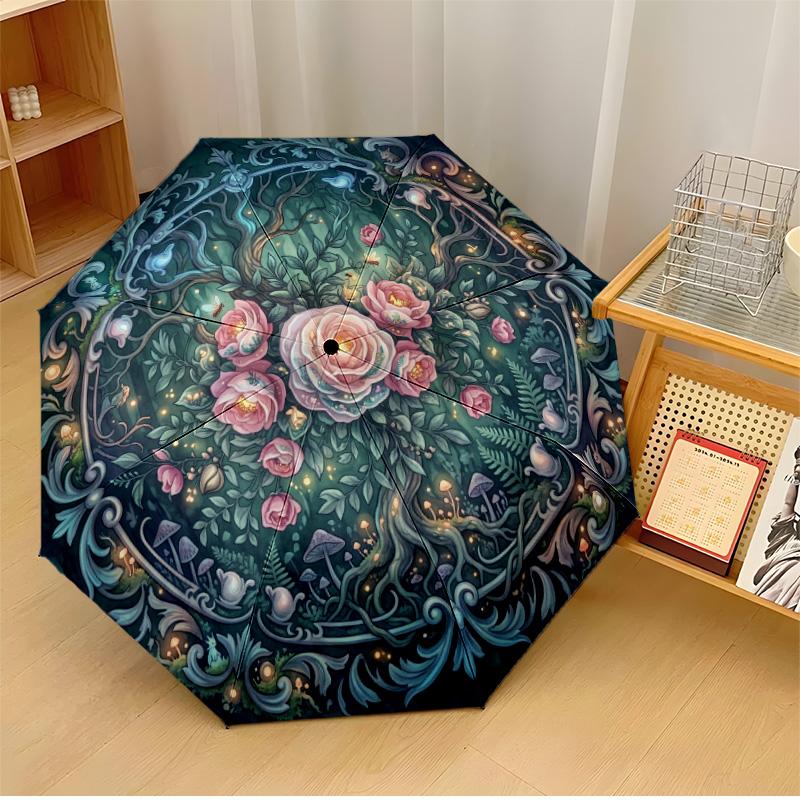

Fruit and Nature Harmony Theme Automatic Umbrella Compact 8-Rib Design Sturdy Construction Durable Umbrella Stylish Accessory