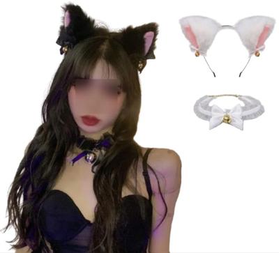 Cosplay Cat Ear Headband Choker Maid Lolita Halloween Comiket Christmas Events Parties Costume Recitals (White)